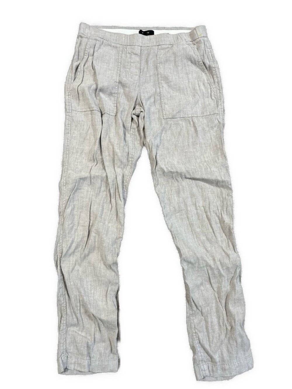 Theory Solid Gray Linen Blend Mid Rise Straight Leg Casual Pants Size 0 Xxs